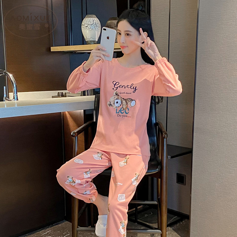 春秋款睡衣女款纯棉可爱卡通长袖长裤两件套2022年新款少女家居服