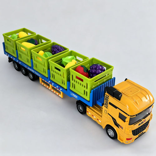 加长版运输车儿童玩具车男孩惯性大卡车水果蔬菜货运车模型汽车