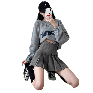 灰色jk百褶裙高腰a字 显瘦潘卡西singsong女半身裙短裙2022新款