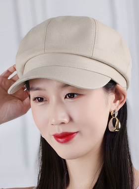 春秋款鸭舌八角帽韩版个性贝雷帽遮阳防晒防晒太阳帽报童帽时装帽
