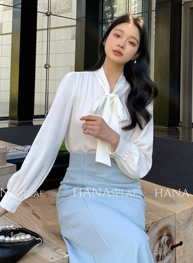 SUNSHINE 春季通勤衬衫蝴蝶结飘带优雅知性衬衣