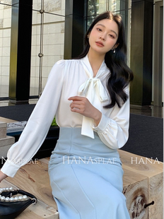 SUNSHINE 春季通勤衬衫蝴蝶结飘带优雅知性衬衣