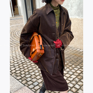 廓形假两件外套 高品质水洗棉鹿皮绒慵懒宽松工装 SUNSHINE 冬季