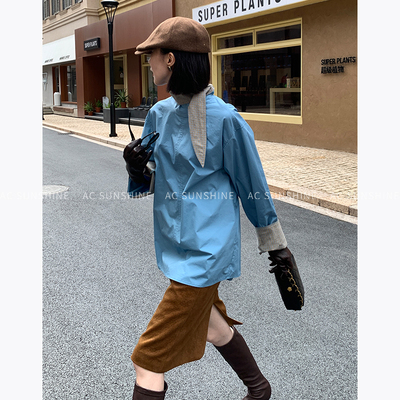 SUNSHINE冬季复古格纹系带衬衫