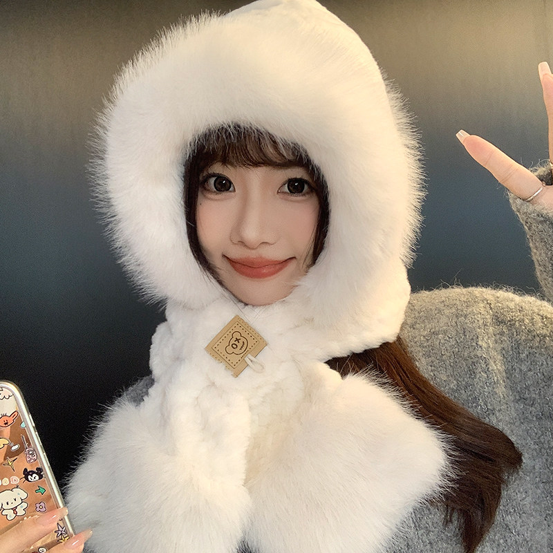 毛茸绒加厚保暖帽子围巾一体女秋冬骑车滑雪护耳连帽围脖防风御寒,服饰配件/皮带/帽子/围巾,二件套,淘宝优惠券,粉丝福利购,淘宝优惠卷
