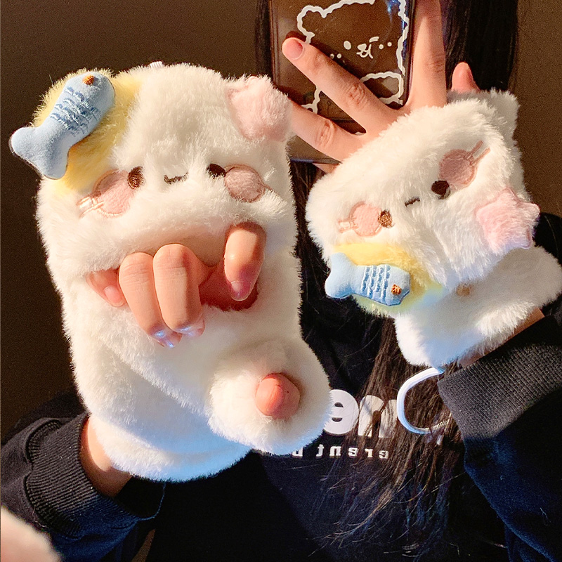 【mikko联名可爱翻盖手套】女冬