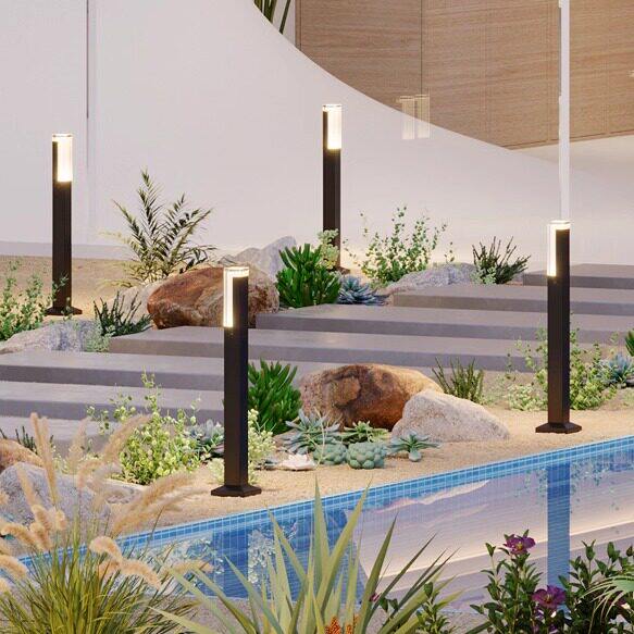 现代简约LED草坪灯户外防水花园灯庭院照明灯黑色立式灯