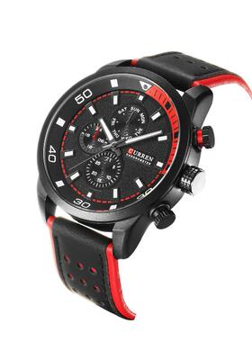 卡瑞恩大表盘潮男嘻哈皮带大学生时尚潮流休闲时装防水运动手表