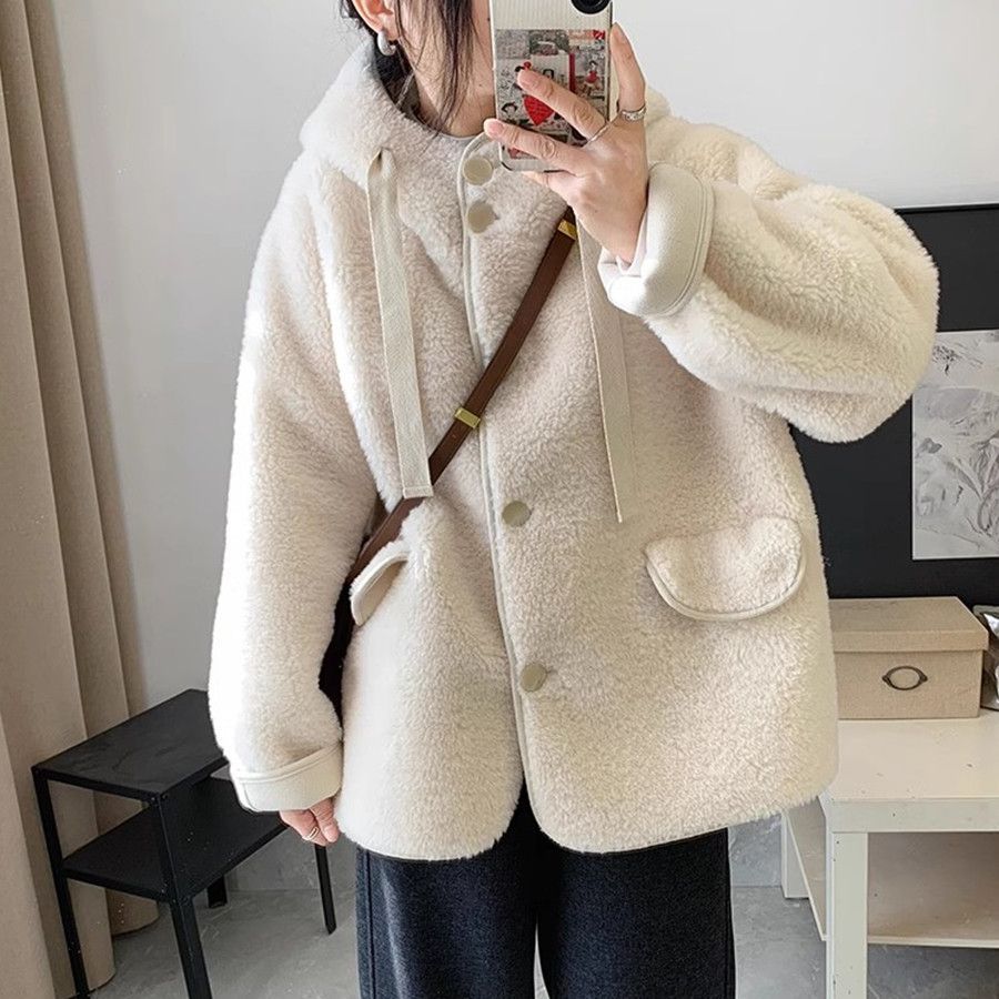 羊羔绒外套女秋冬时尚新款颗粒绒羊羔毛皮毛一体中长款呢大衣