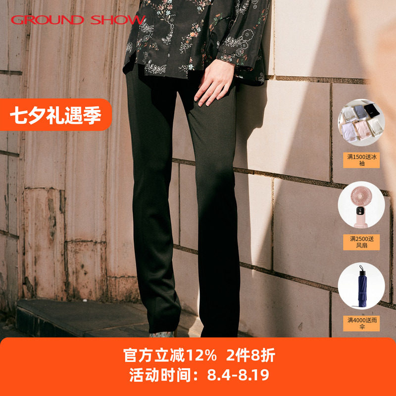 【专柜款】阁兰秀2025秋冬新品黑色松紧腰修身裤紧身裤子下搭女装