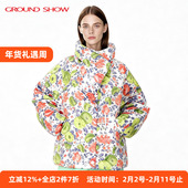 棉衣商场同款 女装 数码 印花短款 新雪丽棉 阁兰秀2025年秋冬新品