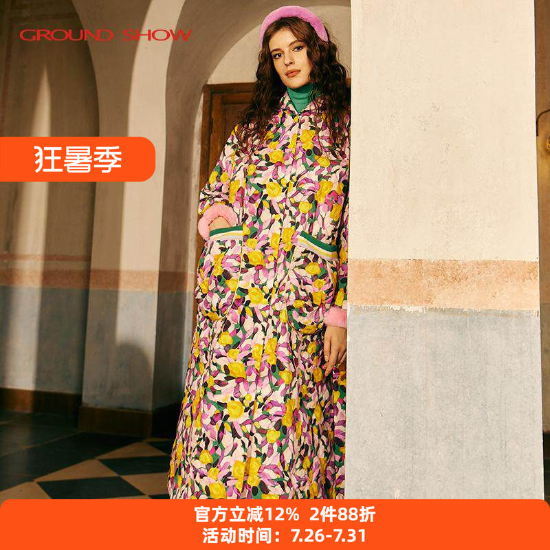 【专柜款】阁兰秀秋冬品印花保暖棉服质感轻奢大气棉衣外套女装