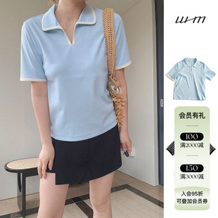 六折优惠现货授权WHM 24SS春夏新品 气质薄罗纹针织布短袖 Polo衫