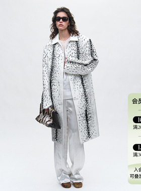 JACQUES WEI 25SS春夏新品 白色薮猫纹印花大衣女宽松百搭外套