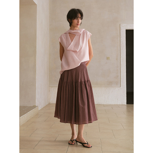 26SS春夏新品 肌理感泡泡半身裙女纯色蓬蓬轻盈中长裙 sense