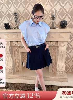 2折优惠现货授权SUITTITUDE 23SS春夏新品 女士蓝色无袖垫肩衬衫