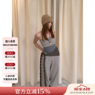 主推款 o cloche code 25AW秋冬 撞色拼接抹胸羊毛连体裤女设计感