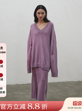 4折 Piacevole e24AW秋冬新品宽松破洞针织毛衣套装正品授权