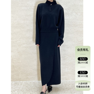 4折 现货VIKTORIACHAN23AW秋冬新品 一粒扣高领垫肩长袖针织毛衣