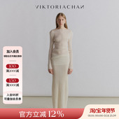 坑条针织一字领紧身长袖 现货授权VIKTORIACHAN 24SS春夏新品 上衣
