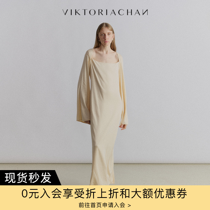 VIKTORIACHAN褶开衩连衣裙