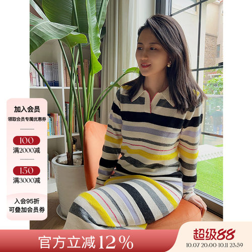 WHM毛圈针织翻领连衣裙
