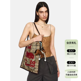小马皮草挂件格纹复古帆布包 2026新年胶囊系列马年 JACQUES WEI