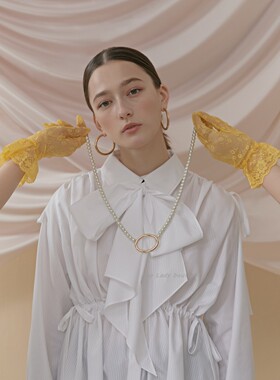 二折优惠特价清仓韩国设计师Romanchic蝴蝶结缎带围巾宽松白衬衫