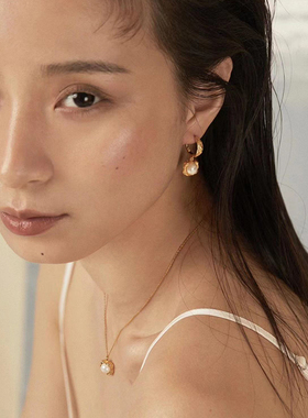 OOAK 娜扎林允同款油画肌理珍珠项链女设计感轻奢时尚设计感耳钉
