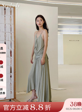 AETNA PROJECT 26SS新品 小众设计垂褶吊带上衣不规则细褶半裙