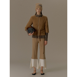 o cloche code 25AW秋冬新品 针织拼接驼绒外套女休闲保暖上衣