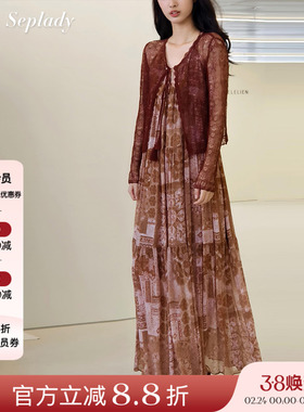 AETNA PROJECT 26SS新品 复古桑蚕丝吊带连衣裙露背蛋糕裙长裙