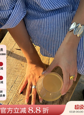 MONSECRET 25SS新品 印记戒指时尚设计感小众原创首饰宽版手镯