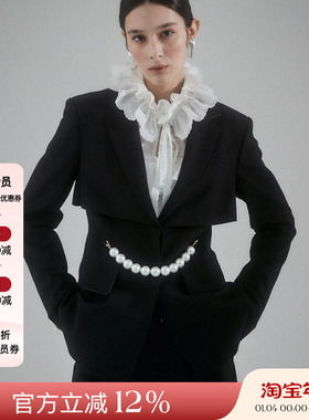 二折优惠 Romanchic正品授权22早春珍珠腰链西服现货授权Seplady