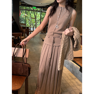 棉羊绒坑条半身裙女长款 25AW秋冬新品 code 百褶裙百搭 cloche