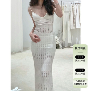 现货授权Tension Archive LUCIO百褶蕾丝镂空高腰连衣裙吊带