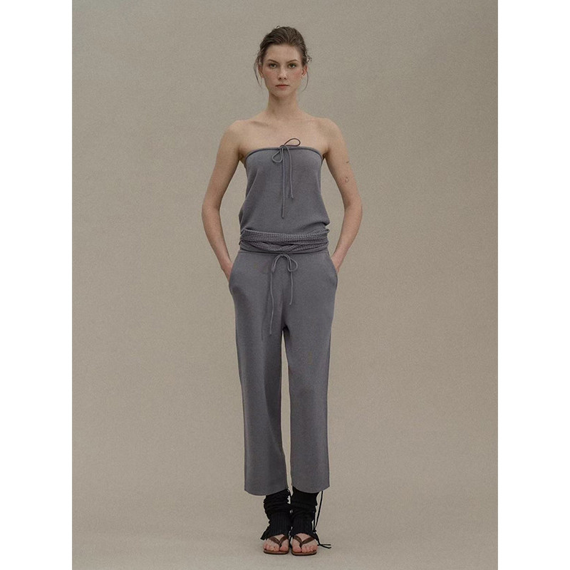 o cloche code 25AW秋冬新品 纯色针织系带抹胸女百搭羊毛上衣