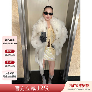 主推款 JACQUES WEI 25AW秋冬新品 白色斑点长毛短款皮草保暖外套