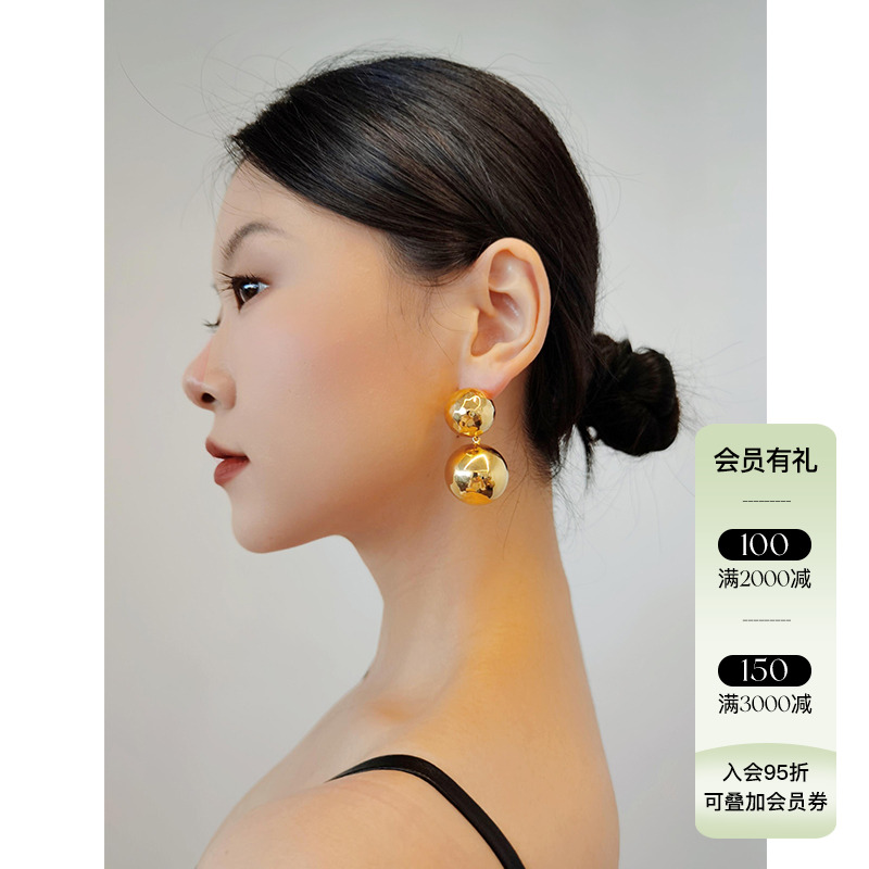 JACQUESWEI18k金锤金流淌耳环