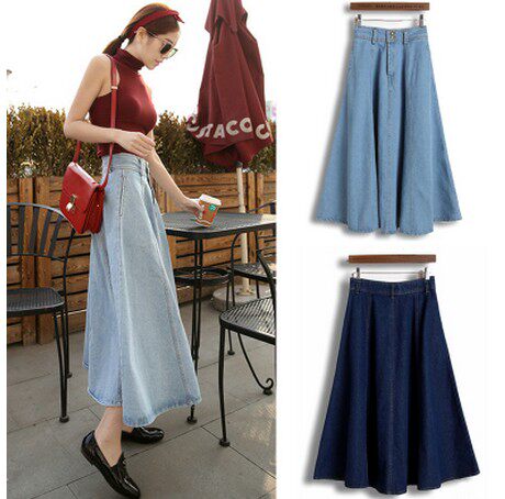 the republic of korea spring and autumn Retro High waisted denim skirt Show thin Versatile Big swing skirt Denim skirt longuette Largein the Women's clothing/Boutique , Skirts  category - from Buy2taobao.com to provide professional Taobao agent buy service
