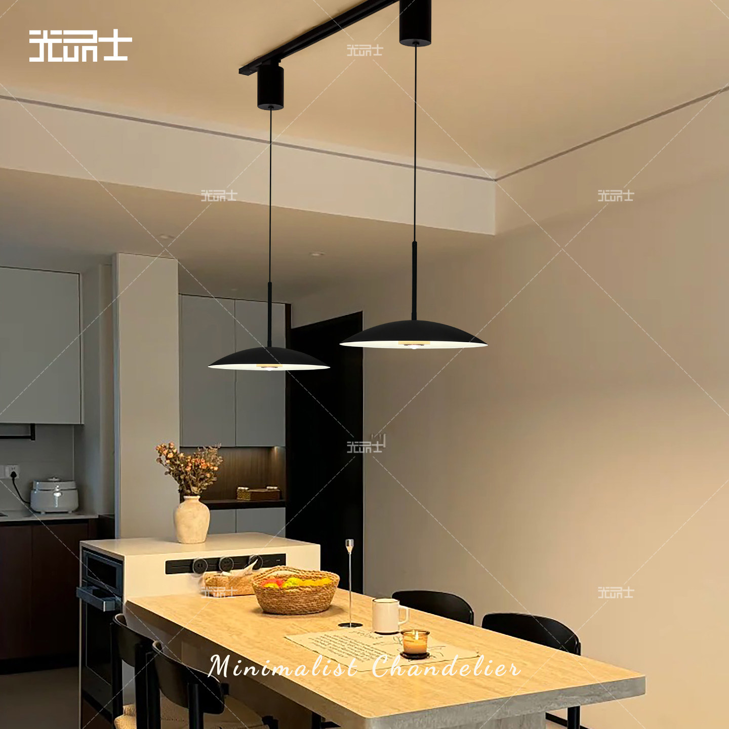 轨道升降餐厅吊灯飞碟灯轻奢高级感中古圆餐桌吧台长吊线灯可伸缩,家装灯饰光源,餐厅吊灯,淘宝优惠券,粉丝福利购,淘宝优惠卷