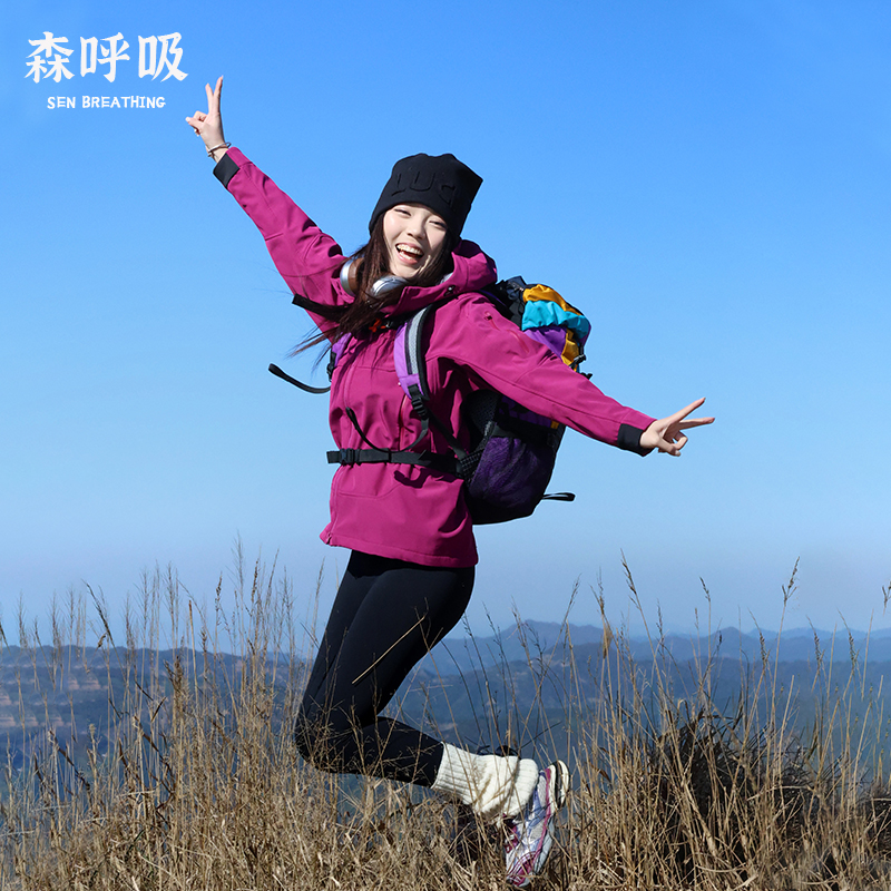 户外运动鸟家同款软壳冲锋衣外套男女同款三防薄绒防泼水登山服