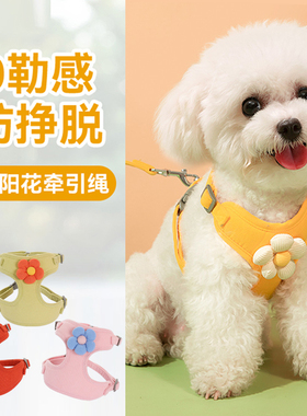 小狗狗牵引绳背心式小型犬比熊泰迪的胸背带幼犬遛狗绳宠物狗链子