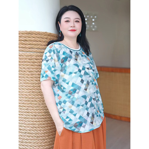 MsShe大码女装短袖上衣轻薄透气