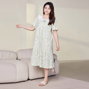 MsShe大码女装2026春装孕妇带胸垫插肩可外穿短袖睡裙家居服夏季
