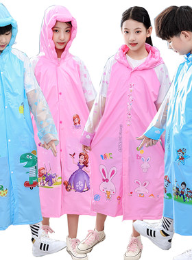 充气帽檐带书包位小孩儿童雨衣