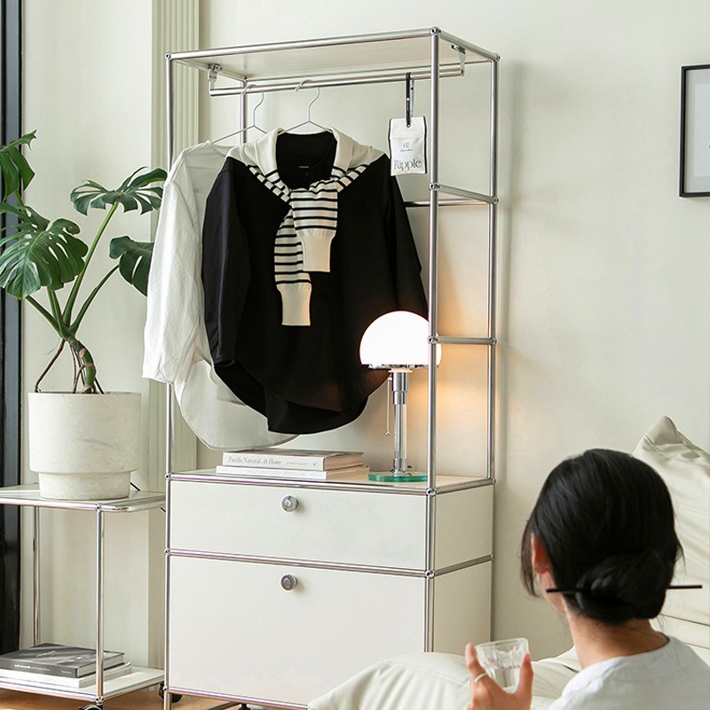 中古USMc模块组合不锈钢衣柜小户型家用卧室简约落地挂衣柜收纳柜