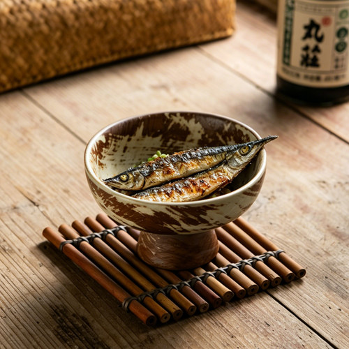 手绘日式复古趣味个性三足粗陶高脚碗餐厅前菜碟茶点盘可爱高脚盘