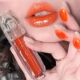 胡萝卜橘色调系珠光镜面爆闪唇蜜唇釉水光嘟嘟唇油细闪富贵花锦鲤