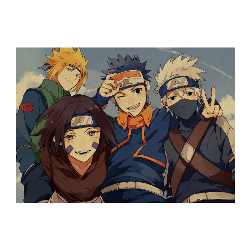 火影忍者海报波风水门班卡卡西带土复古牛皮纸海报宿舍贴画装饰画
